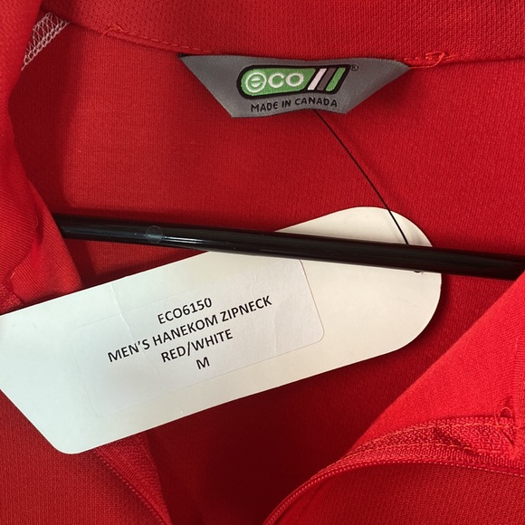 Red Men’s Sport Long Sleeve 1/4 Zip Shirt By ECO - Picture 4 of 4